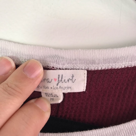 Ultra Flirt Dark Wine Ribbed Texture Long Sleeve - Picture 5 of 6